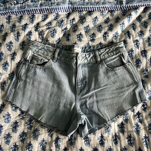 PacSun Blue Jean Shorts High-Waisted Frayed Hem